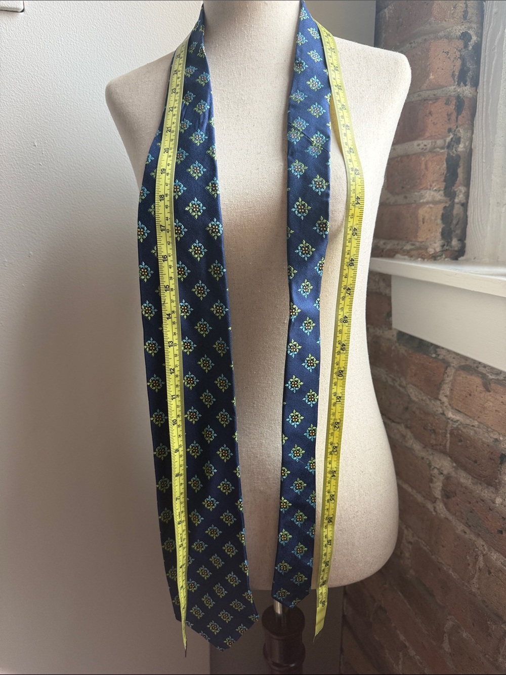 Robert Talbott Navy Tie with Light Blue and Lime Medallions